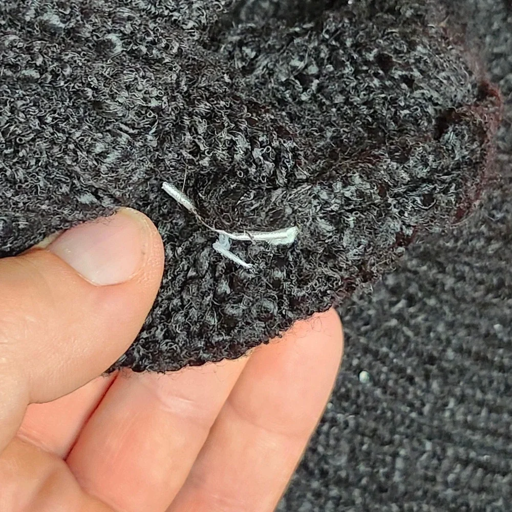 Black Cable Knit Sweater Mens S Dark Academia Chunky Knit Diamond Texture Ken D